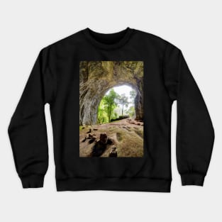 Inside view from Meziad cave in Apuseni mountains Crewneck Sweatshirt